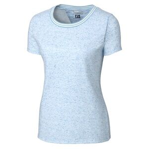 Cutter & Buck Women's Short Sleeve Space Dye Crew Neck T, Blue, Size M